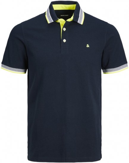 Jack & Jones PAULOS Short Sleeve Polo Dark Navy/NEON - Pikeepaidat - Miesten isot pikeepaidat