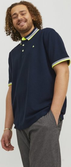 Jack & Jones PAULOS Short Sleeve Polo Dark Navy/NEON - Pikeepaidat - Miesten isot pikeepaidat