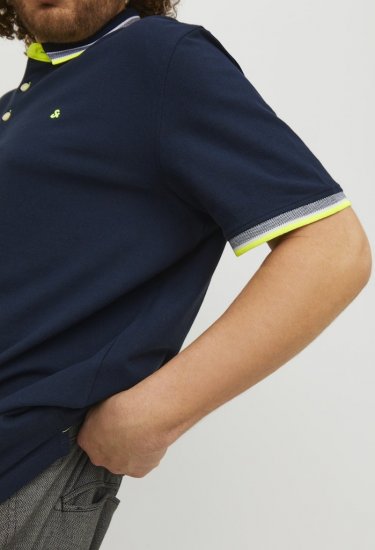 Jack & Jones PAULOS Short Sleeve Polo Dark Navy/NEON - Pikeepaidat - Miesten isot pikeepaidat