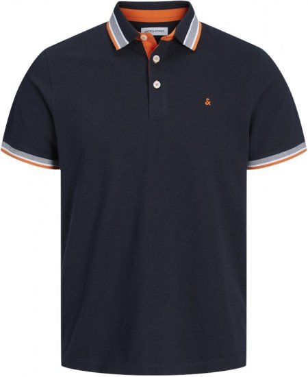 Jack & Jones PAULOS Short Sleeve Polo Black Navy/NEON - Pikeepaidat - Miesten isot pikeepaidat