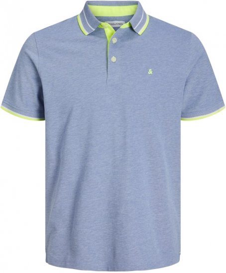 Jack & Jones PAULOS Short Sleeve Polo Light Blue/NEON - Pikeepaidat - Miesten isot pikeepaidat