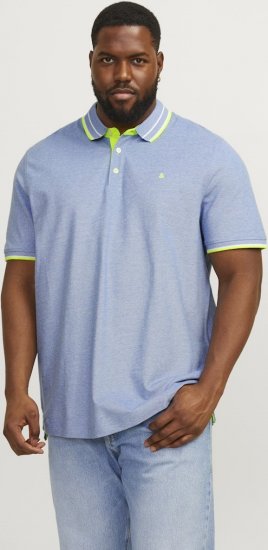 Jack & Jones PAULOS Short Sleeve Polo Light Blue/NEON - Pikeepaidat - Miesten isot pikeepaidat