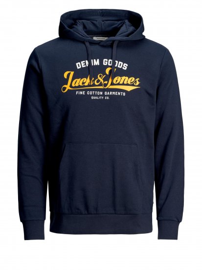 Jack & Jones Elogo Sweat Hood Navy Blazer - Hupparit ja collegepaidat - Miesten hupparit ja collegepaidat isot koot