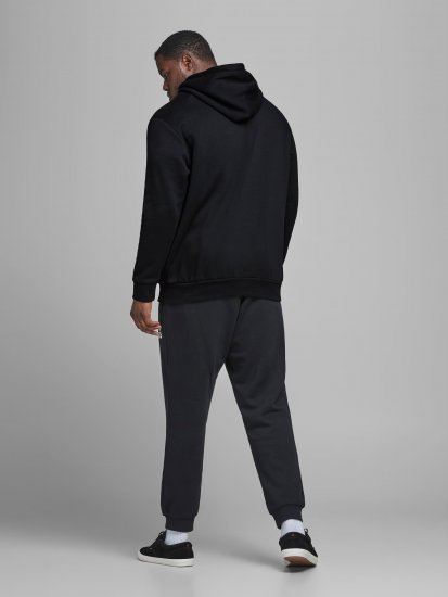 Jack & Jones Elogo Sweat Hood Black - Hupparit ja collegepaidat - Miesten hupparit ja collegepaidat isot koot