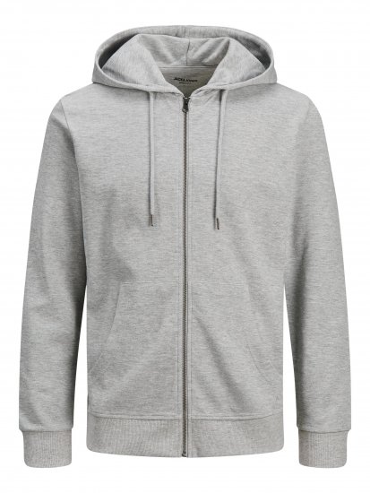 Jack & Jones Basic Sweat Zip Hood Light Grey Melange - Hupparit ja collegepaidat - Miesten hupparit ja collegepaidat isot koot