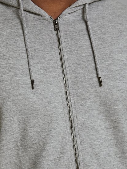 Jack & Jones Basic Sweat Zip Hood Light Grey Melange - Hupparit ja collegepaidat - Miesten hupparit ja collegepaidat isot koot