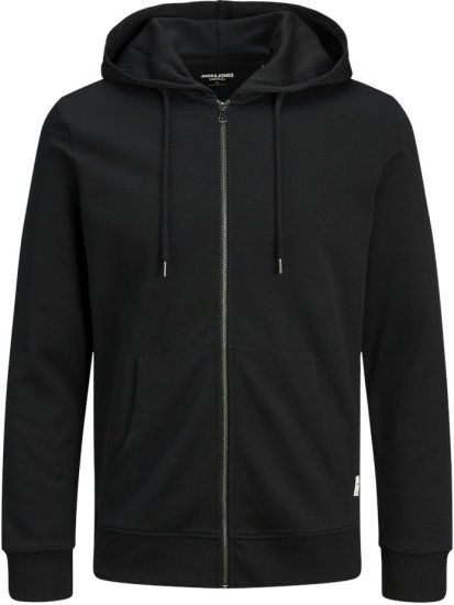 Jack & Jones Basic Sweat Zip Hood Black - Hupparit ja collegepaidat - Miesten hupparit ja collegepaidat isot koot
