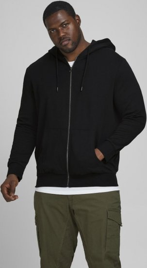 Jack & Jones Basic Sweat Zip Hood Black - Hupparit ja collegepaidat - Miesten hupparit ja collegepaidat isot koot