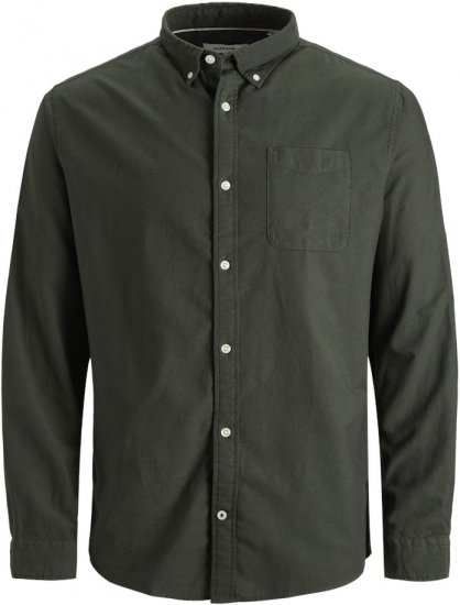 Jack & Jones OXFORD LS Shirt Green - Kauluspaidat - Miesten isot kauluspaidat 2XL – 8XL