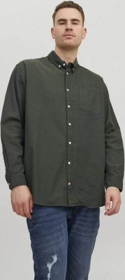 Jack & Jones OXFORD LS Shirt Green - Kauluspaidat - Miesten isot kauluspaidat 2XL – 8XL
