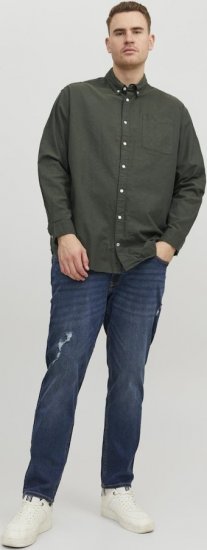 Jack & Jones OXFORD LS Shirt Green - Kauluspaidat - Miesten isot kauluspaidat 2XL – 8XL