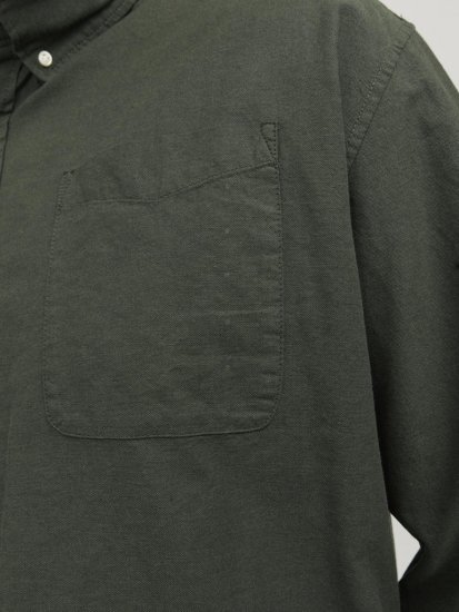 Jack & Jones OXFORD LS Shirt Green - Kauluspaidat - Miesten isot kauluspaidat 2XL – 8XL