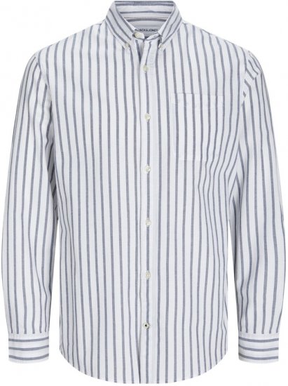 Jack & Jones OXFORD LS Shirt Striped Ensign Blue - Kauluspaidat - Miesten isot kauluspaidat 2XL – 8XL