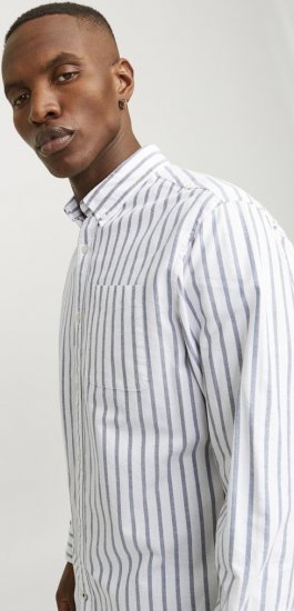 Jack & Jones OXFORD LS Shirt Striped Ensign Blue - Kauluspaidat - Miesten isot kauluspaidat 2XL – 8XL