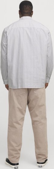 Jack & Jones OXFORD LS Shirt Striped White - Kauluspaidat - Miesten isot kauluspaidat 2XL – 8XL