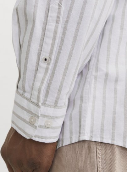 Jack & Jones OXFORD LS Shirt Striped White - Kauluspaidat - Miesten isot kauluspaidat 2XL – 8XL