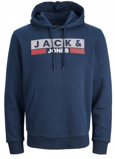 Jack & Jones JJECORP LOGO SWEAT HOOD Navy Blazer - Hupparit ja Collegepaidat - Miesten hupparit ja collegepaidat isot koot