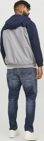 Jack & Jones RUSH White/Grey Blocking Bomber Jacket with Hood Navy Blazer - Takit - Miesten Takit, isot koot – 2XL – 12XL