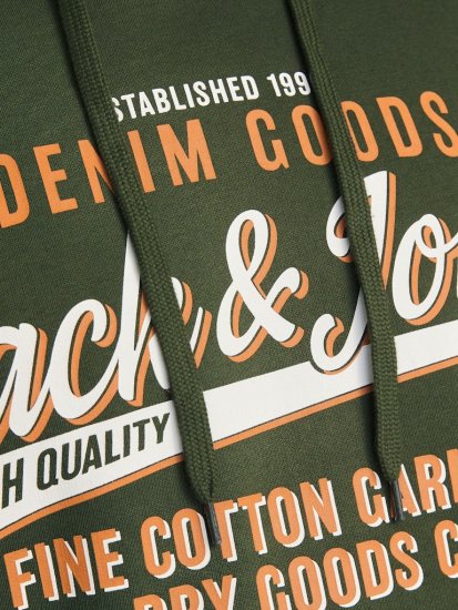 Jack & Jones 2 COL LOGO Hoodie Kombu Green - Hupparit ja collegepaidat - Miesten hupparit ja collegepaidat isot koot