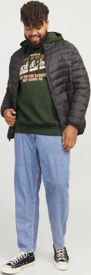 Jack & Jones 2 COL LOGO Hoodie Kombu Green - Hupparit ja collegepaidat - Miesten hupparit ja collegepaidat isot koot