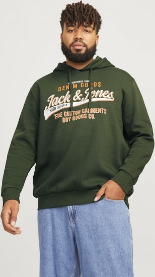 Jack & Jones 2 COL LOGO Hoodie Kombu Green - Hupparit ja collegepaidat - Miesten hupparit ja collegepaidat isot koot