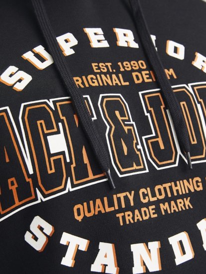 Jack & Jones 2 COL LOGO Hoodie Black - Hupparit ja collegepaidat - Miesten hupparit ja collegepaidat isot koot