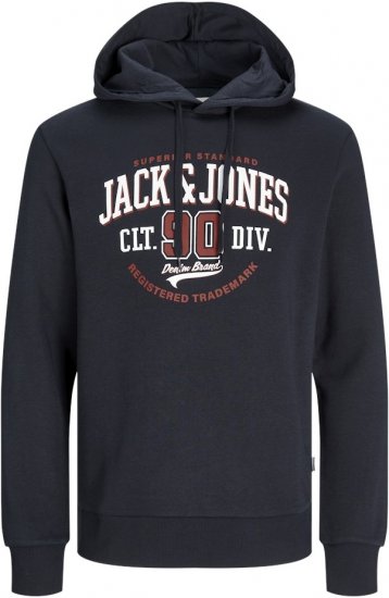 Jack & Jones 2 COL LOGO Hoodie Dark Navy - Hupparit ja collegepaidat - Miesten hupparit ja collegepaidat isot koot