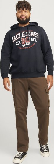 Jack & Jones 2 COL LOGO Hoodie Dark Navy - Hupparit ja collegepaidat - Miesten hupparit ja collegepaidat isot koot