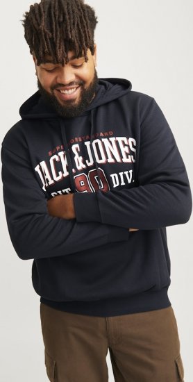 Jack & Jones 2 COL LOGO Hoodie Dark Navy - Hupparit ja collegepaidat - Miesten hupparit ja collegepaidat isot koot