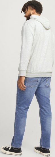 Jack & Jones 2 COL LOGO Hoodie White Melange - Hupparit ja collegepaidat - Miesten hupparit ja collegepaidat isot koot