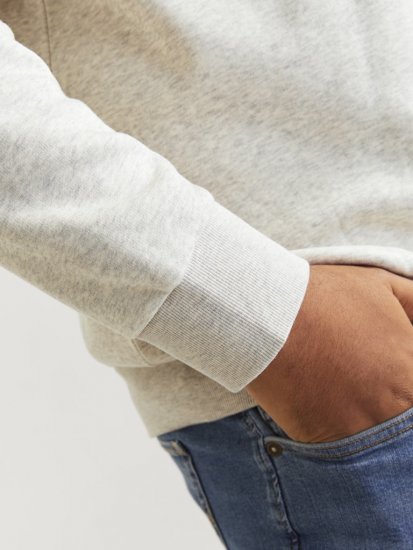 Jack & Jones 2 COL LOGO Hoodie White Melange - Hupparit ja collegepaidat - Miesten hupparit ja collegepaidat isot koot