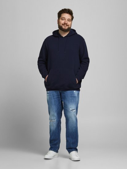 Jack & Jones JORBRINK Hoodie Navy - Hupparit ja collegepaidat - Miesten hupparit ja collegepaidat isot koot