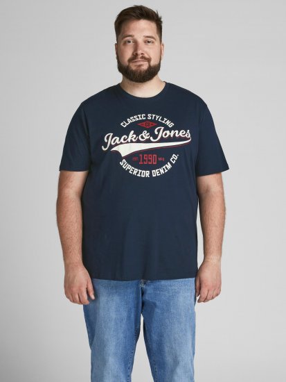 Jack & Jones JJELOGO TEE Navy - T-paidat - Isot T-paidat 2XL – 14XL