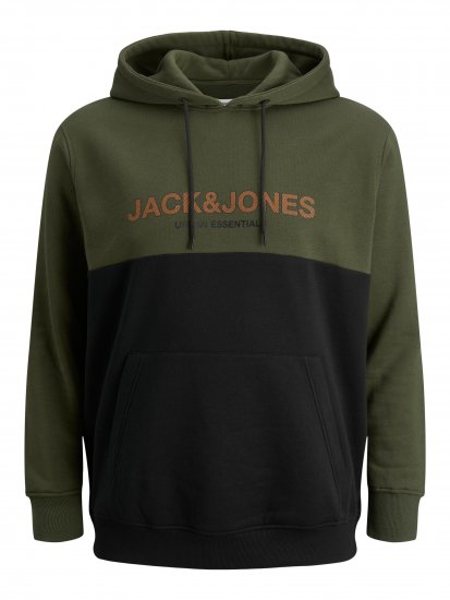 Jack & Jones JJEURBAN BLOCKING SWEAT Forest Green - Hupparit ja collegepaidat - Miesten hupparit ja collegepaidat isot koot