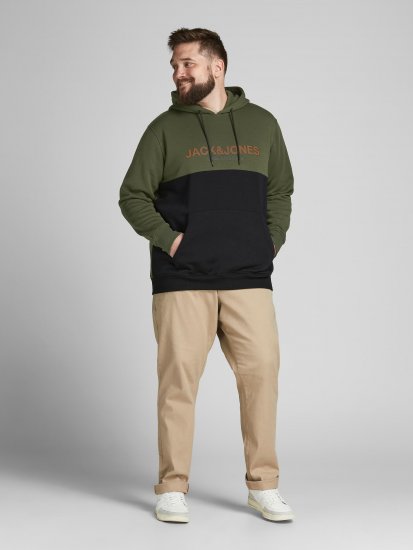 Jack & Jones JJEURBAN BLOCKING SWEAT Forest Green - Hupparit ja collegepaidat - Miesten hupparit ja collegepaidat isot koot