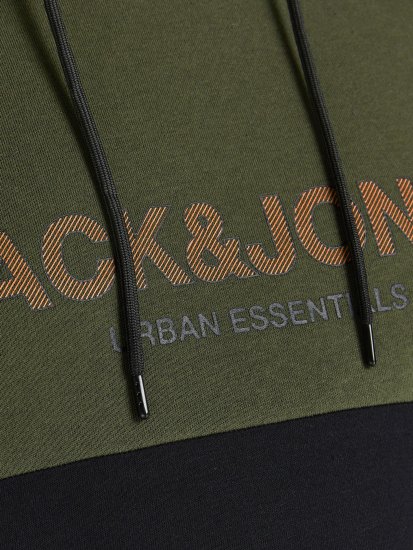 Jack & Jones JJEURBAN BLOCKING SWEAT Forest Green - Hupparit ja collegepaidat - Miesten hupparit ja collegepaidat isot koot