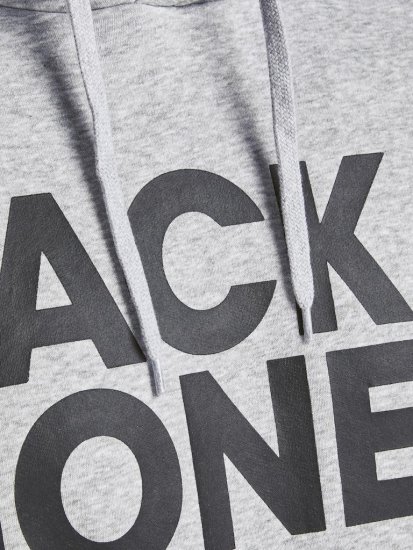 Jack & Jones CORP LOGO Large Print Hoodie Light Grey Melange - Hupparit ja collegepaidat - Miesten hupparit ja collegepaidat isot koot