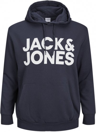 Jack & Jones CORP LOGO Large Print Hoodie Navy Blazer - Hupparit ja collegepaidat - Miesten hupparit ja collegepaidat isot koot