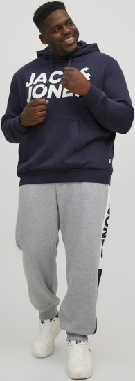Jack & Jones CORP LOGO Large Print Hoodie Navy Blazer - Hupparit ja collegepaidat - Miesten hupparit ja collegepaidat isot koot