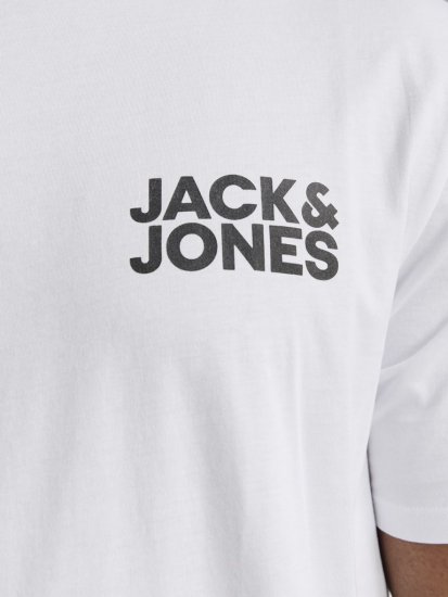 Jack & Jones CORP Logo T-Shirt White w Small Black Print - T-paidat - Isot T-paidat 2XL – 14XL