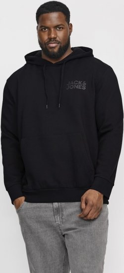 Jack & Jones CORP LOGO Small Print Hoodie Black - Hupparit ja collegepaidat - Miesten hupparit ja collegepaidat isot koot