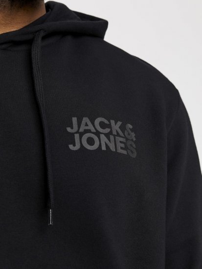 Jack & Jones CORP LOGO Small Print Hoodie Black - Hupparit ja collegepaidat - Miesten hupparit ja collegepaidat isot koot