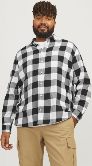 Jack & Jones Gingham L/S Shirt Whisper White - Kauluspaidat - Miesten isot kauluspaidat 2XL – 8XL