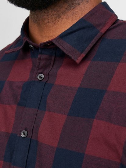 Jack & Jones Gingham L/S Shirt Dark Red - Kauluspaidat - Miesten isot kauluspaidat 2XL – 8XL