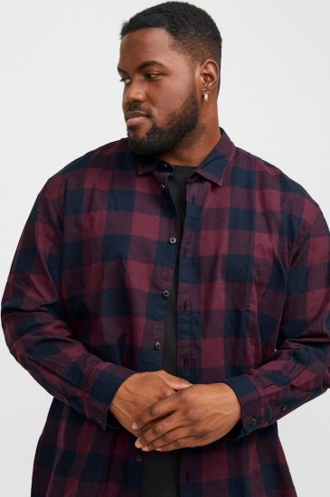 Jack & Jones Gingham L/S Shirt Dark Red - Kauluspaidat - Miesten isot kauluspaidat 2XL – 8XL