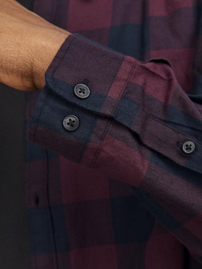 Jack & Jones Gingham L/S Shirt Dark Red - Kauluspaidat - Miesten isot kauluspaidat 2XL – 8XL
