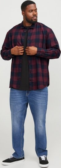 Jack & Jones Gingham L/S Shirt Dark Red - Kauluspaidat - Miesten isot kauluspaidat 2XL – 8XL