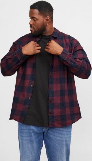 Jack & Jones Gingham L/S Shirt Dark Red - Kauluspaidat - Miesten isot kauluspaidat 2XL – 8XL