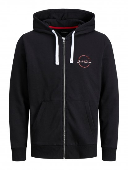 Jack & Jones JJSTAMP ZIP Hoodie Black - Hupparit ja collegepaidat - Miesten hupparit ja collegepaidat isot koot