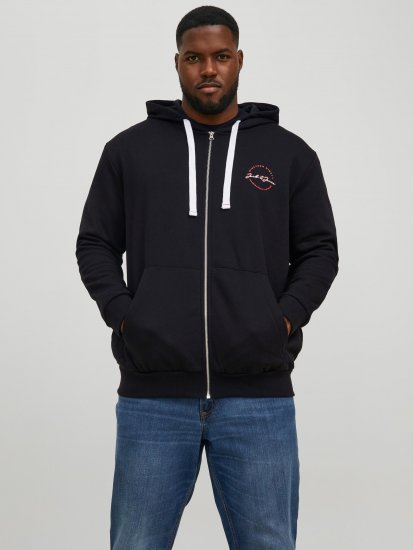 Jack & Jones JJSTAMP ZIP Hoodie Black - Hupparit ja collegepaidat - Miesten hupparit ja collegepaidat isot koot